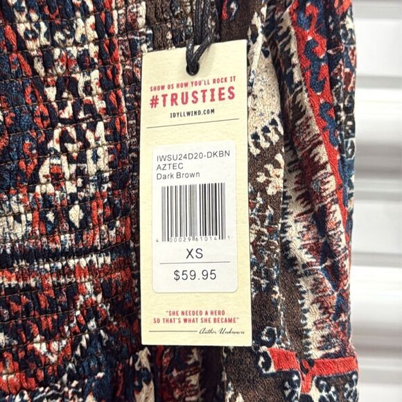 Idyllwind Women's Yearling Printed Fringe Mini Slip Dress Dark Brown XS US - Picture 5 of 7